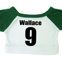 back of personalized soccer teddy bear t shirt