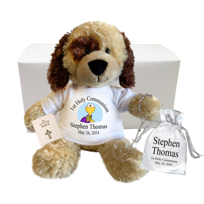 Personalized 1st Communion Spotty Dog Gift Set - 12" Plush