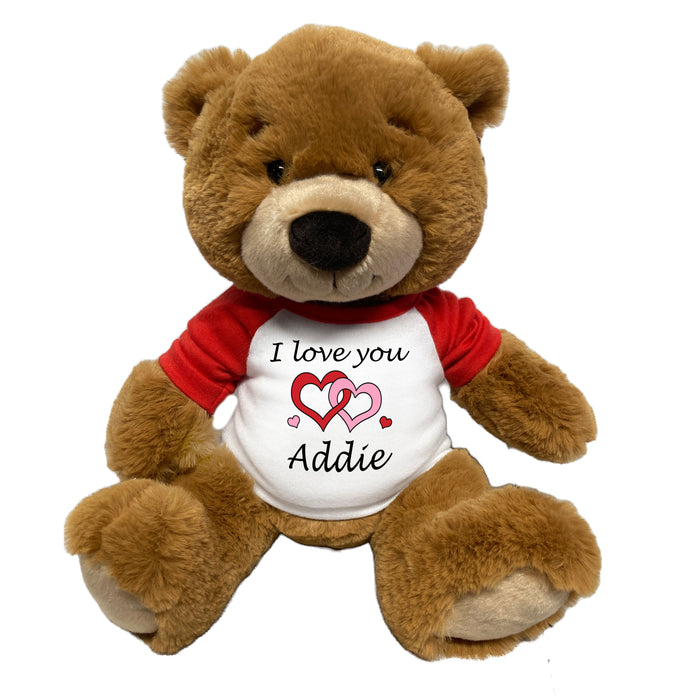 Personalized I love you Valentine Teddy Bear - 14" Ginger