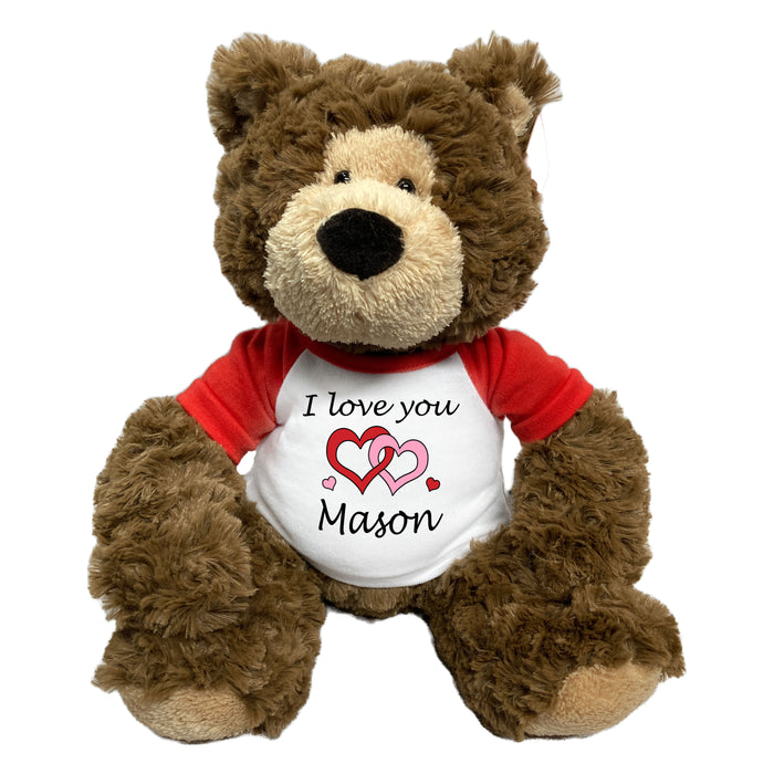 Personalized I love you Valentine Teddy Bear - 14" Bear Hugs