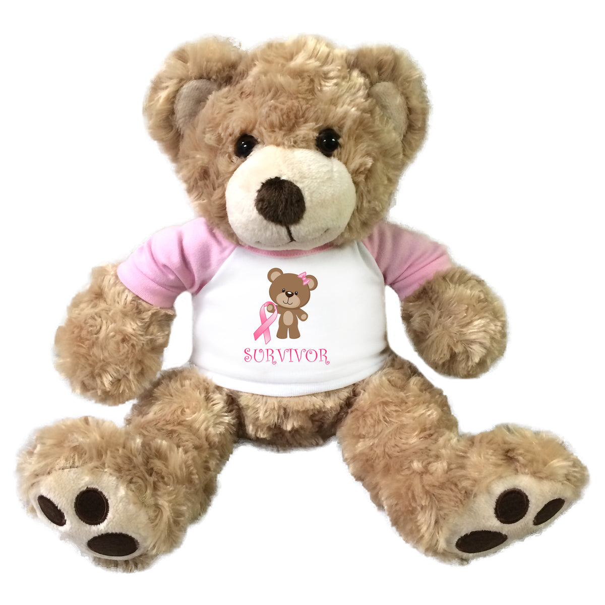 Breast Cancer Support Teddy Bear - Personalized 13 inch Honey Vera Bear - Survivor Design