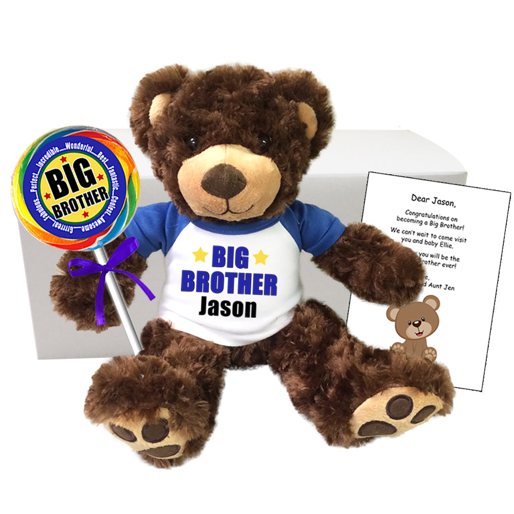 Personalized Big Brother Teddy Bear Gift Set 13 Vera Bear Say it with a Stuffed Animal