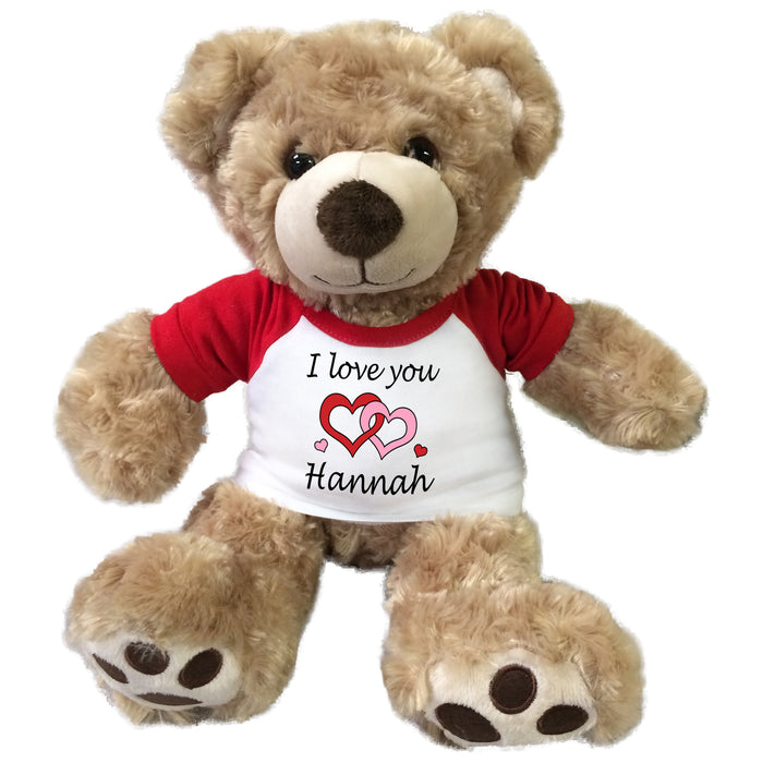 Personalized I love you Valentine Teddy Bear - 13" Honey Vera Bear