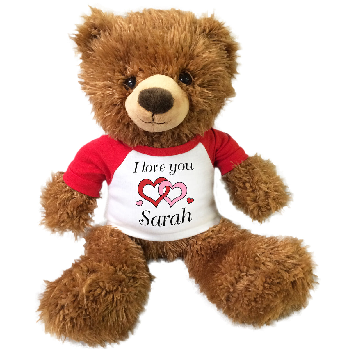 Personalized I love you Valentine Teddy Bear - 14" Brown Tummy Bear