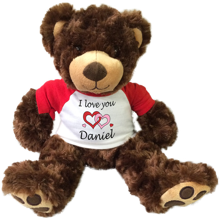 Personalized I love you Valentine Teddy Bear - 13" Brown Vera Bear