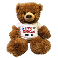 Personalized Birthday Teddy Bear - 14 Inch Fuzzy Brown Bear