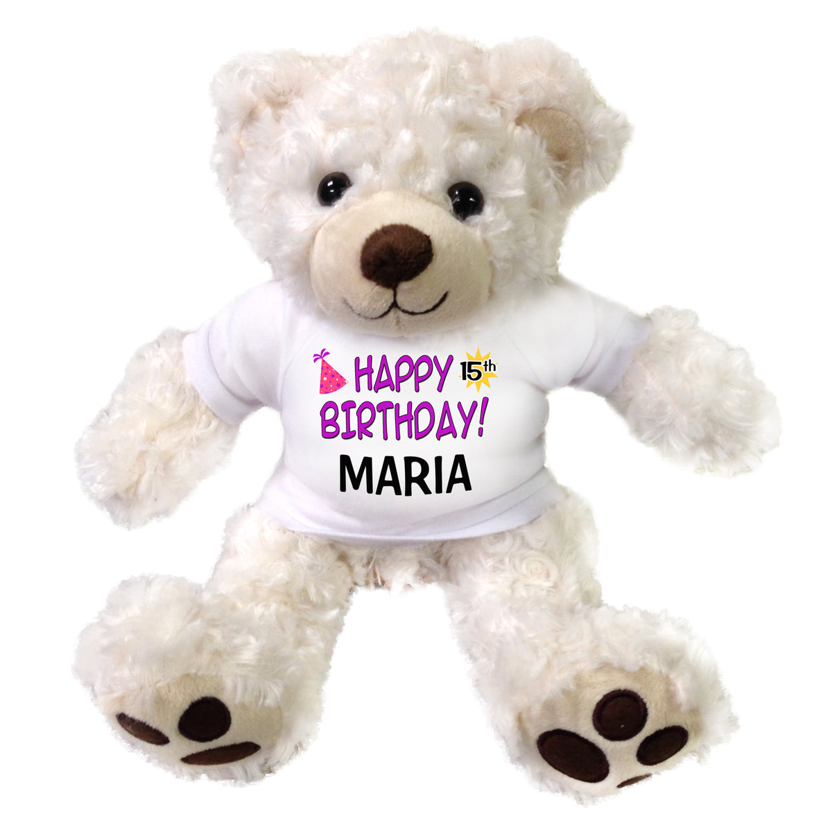 Personalized Birthday Teddy Bear - 13 Inch White Vera Bear