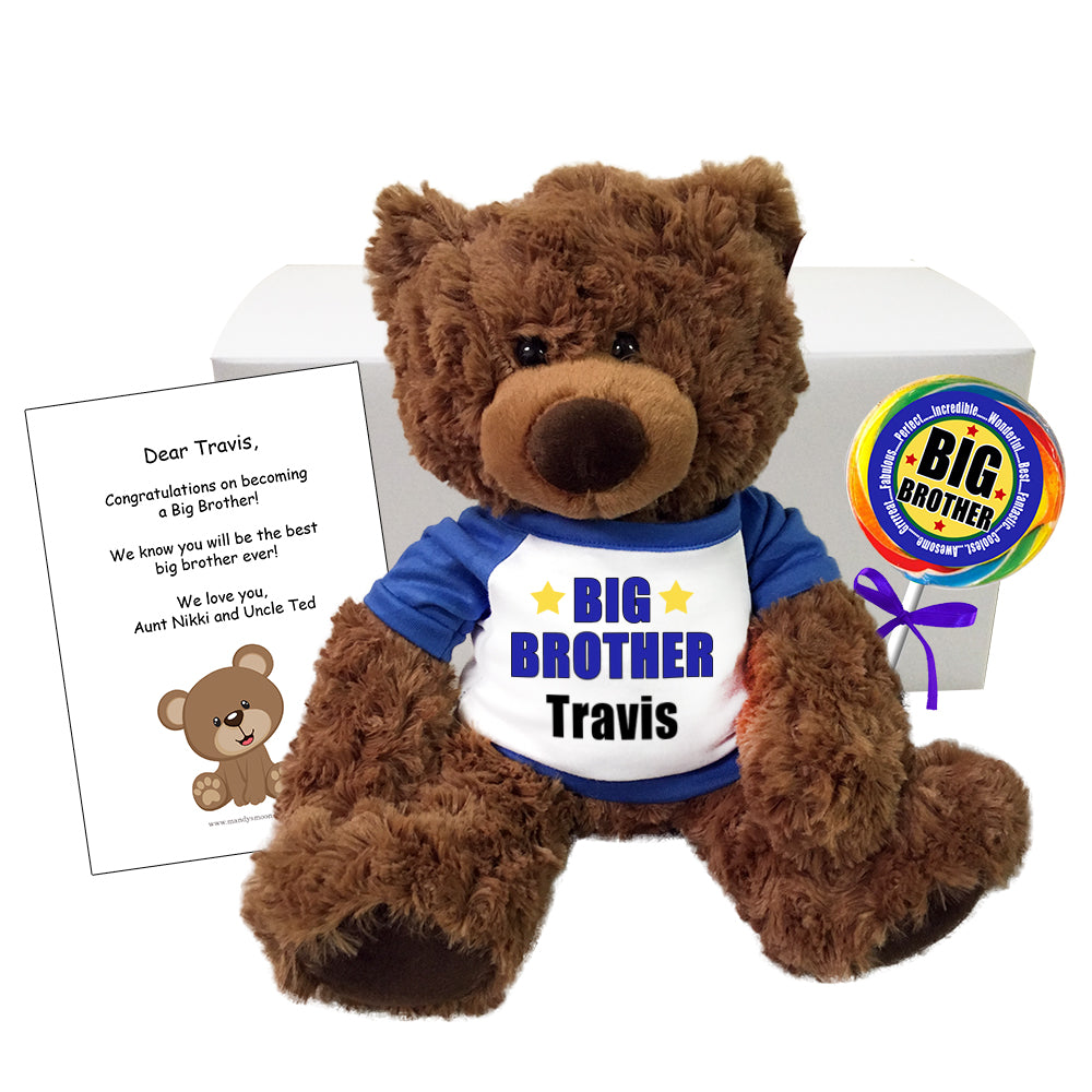 Personalized Big Brother Teddy Bear Gift Set - 13" Coco Bea