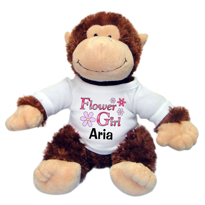 Personalized Flower Girl Monkey - 12" Stuffed Chimp