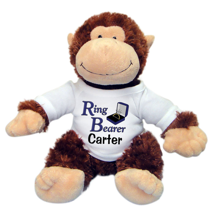 Personalized Ring Bearer Monkey - 12" Stuffed Chimp