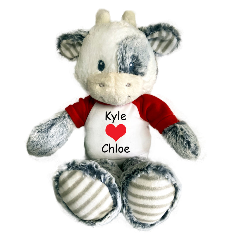 Personalized Valentine Cow - 12" Plush Coby Cow