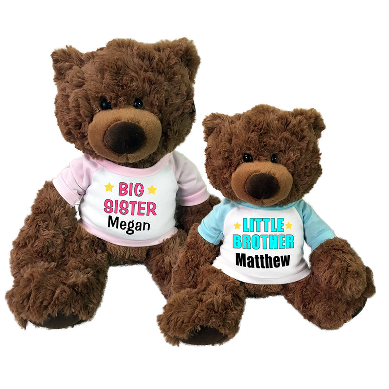 Big Sister / Little Brother Teddy Bears - Set of 2 Coco Bears, 15" and 13"