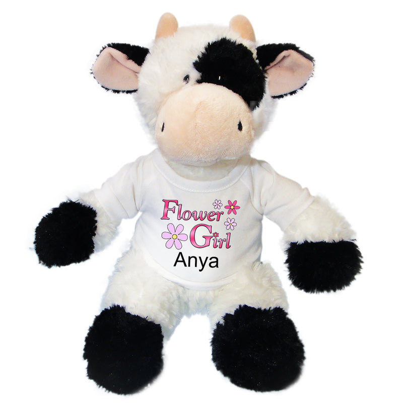 Personalized Flower Girl Cow - 12" Stuffed Cow