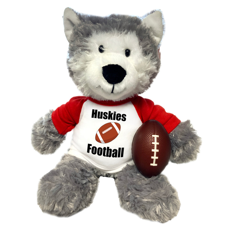 Football Wolf / Husky Dog - 12" Personalized Plush