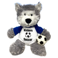Soccer Wolf / Husky Dog - 12" Personalized Plush