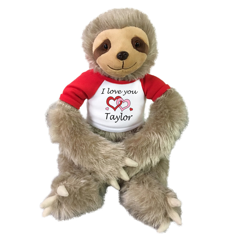 Personalized I love you Valentine Sloth - 18" Plush Sloth