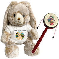Chinese Zodiac Plush Rabbit with Mini Drum Noisemaker