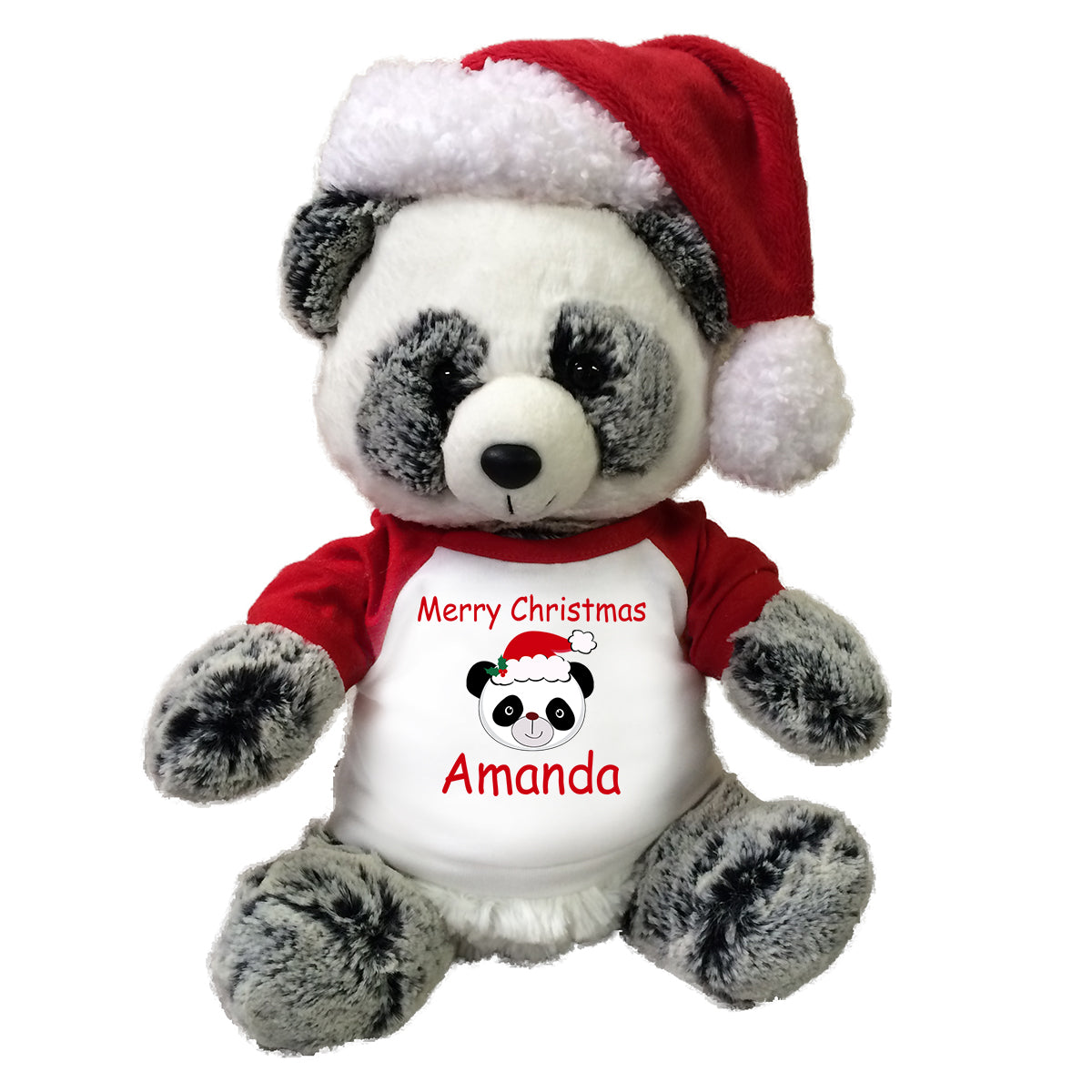 Personalized Christmas Panda Bear - 11" Ping Panda with Santa Hat