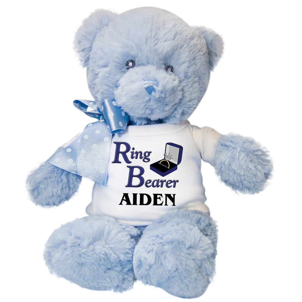 Personalized Ring Bearer Teddy Bear - 12" Blue Bear
