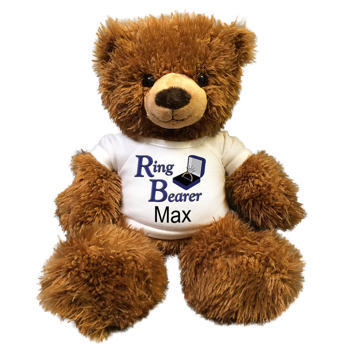 Personalized Ring Bearer Teddy Bear - 14" Brown Tummy Bear