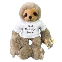 Personalized Stuffed Sloth - 12 inch Small Tan Plush Sloth