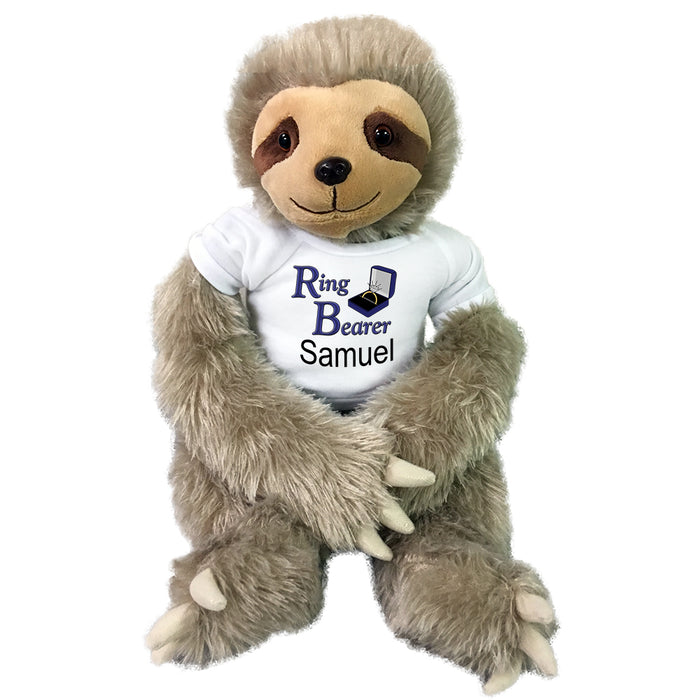 Personalized Ring Bearer Sloth - 18" Plush Tan Sloth