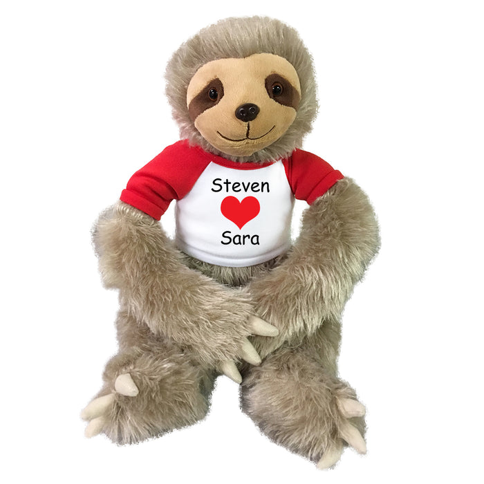 Valentine Sloth  -  Personalized 18" Plush Tan Sloth