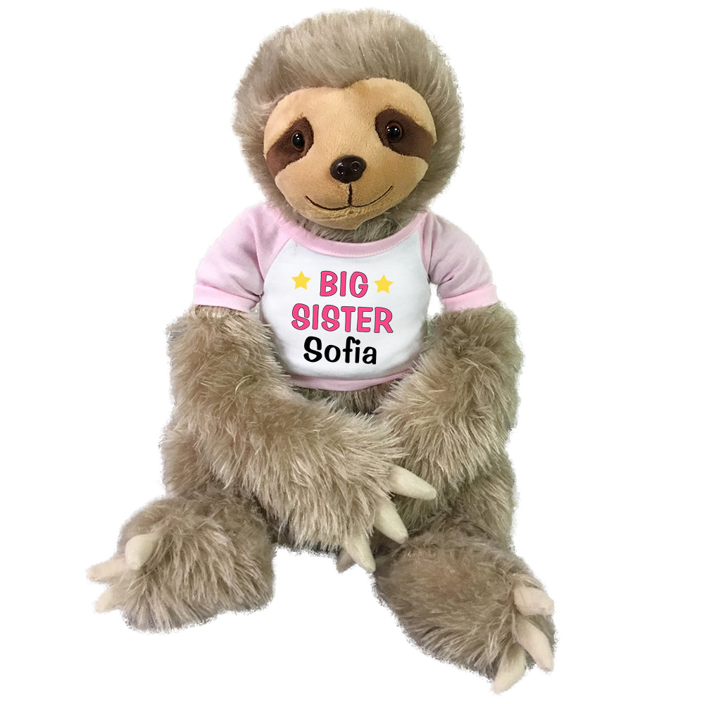 Personalized Big Sister Sloth - Personalized 18" Tan Plush Sloth