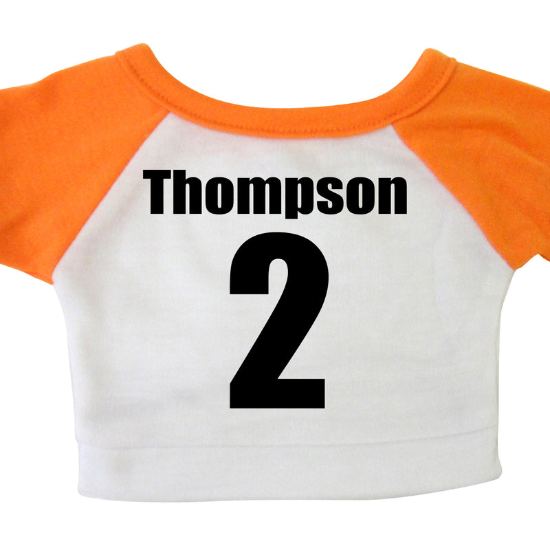 Back of personalized volleyball teddy bear shirt
