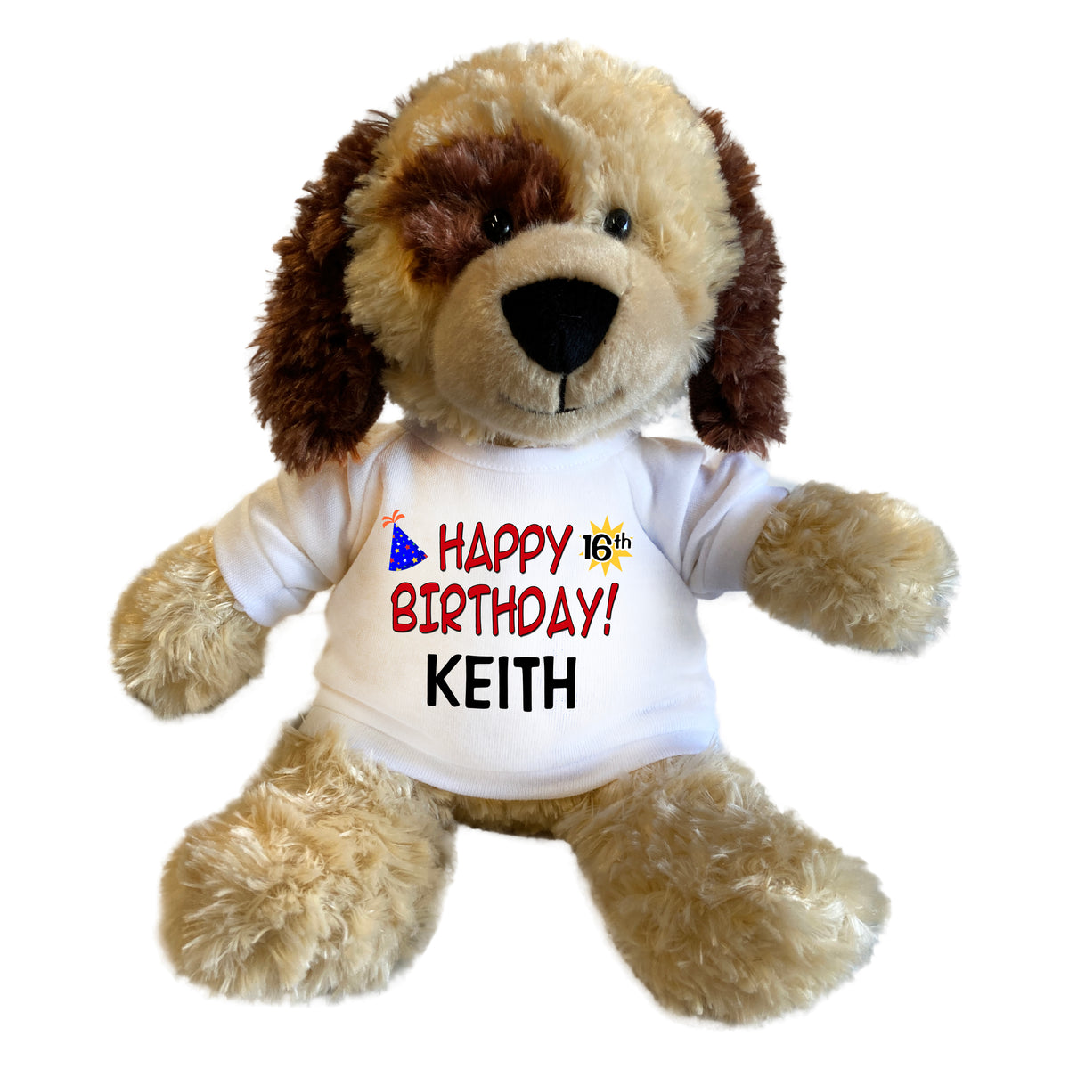 Personalized Birthday Spotty Dog - 12 Inch Plush Puppy