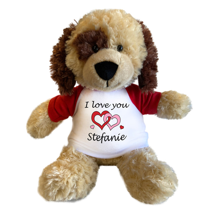 Personalized I love you Valentine Spotty Dog - 12" Plush