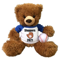 Baseball Teddy Bear - Personalized 14" Brown Tummy Bear