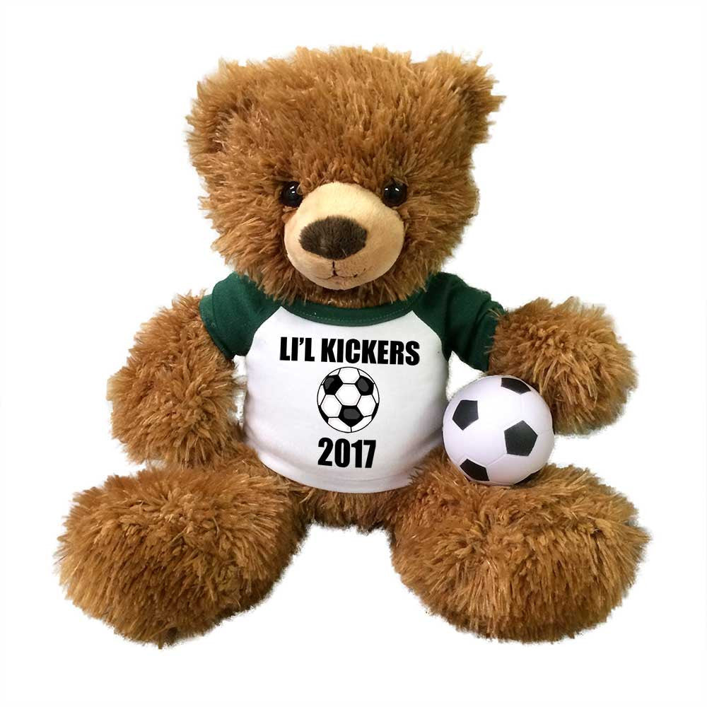 Soccer Teddy Bear - Personalized 14" Brown Tummy Bear