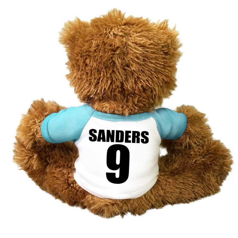 Personalize the back of your basketball teddy bear with player's name and number