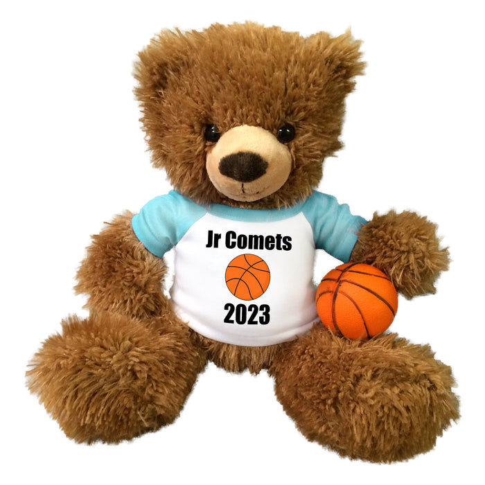 Basketball Teddy Bear - Personalized 14" Brown Tummy Bear