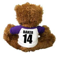 Personalized the back of your football teddy bear's shirt with player's name and number