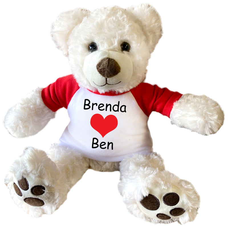 Personalized Valentine Teddy Bear - 13" White Vera Bear