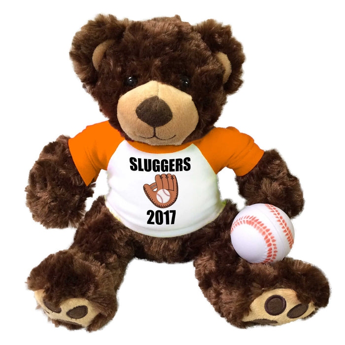 Baseball Teddy Bear - Personalized 13" Brown Vera Bear