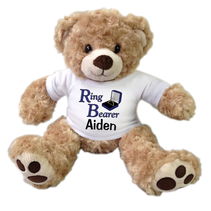 Personalized Ring Bearer Teddy Bear - 13" Honey Vera Bear