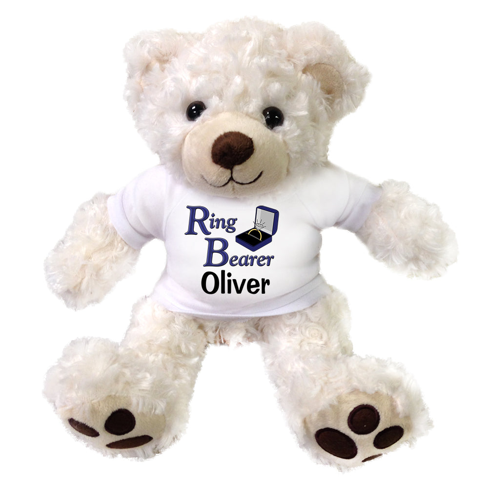Personalized Ring Bearer Teddy Bear - 13" White Vera Bear