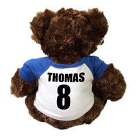 Personalize the back of your basketball teddy bear with player's name and number