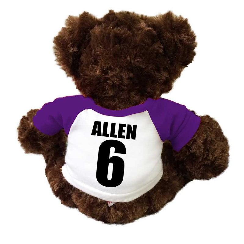Soccer teddy bear back, personalized with name and number