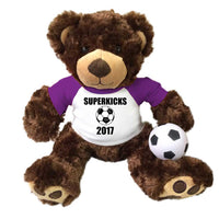 Soccer Teddy Bear - Personalized 13" Brown Vera Bear