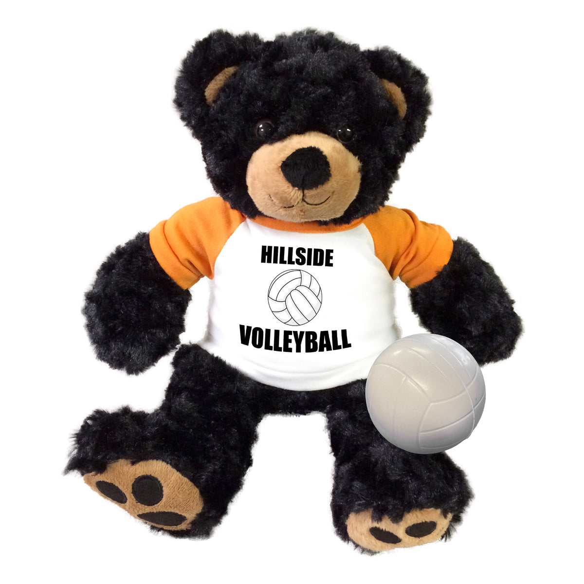 Volleyball Teddy Bear - Personalized 13" Black Vera Bear