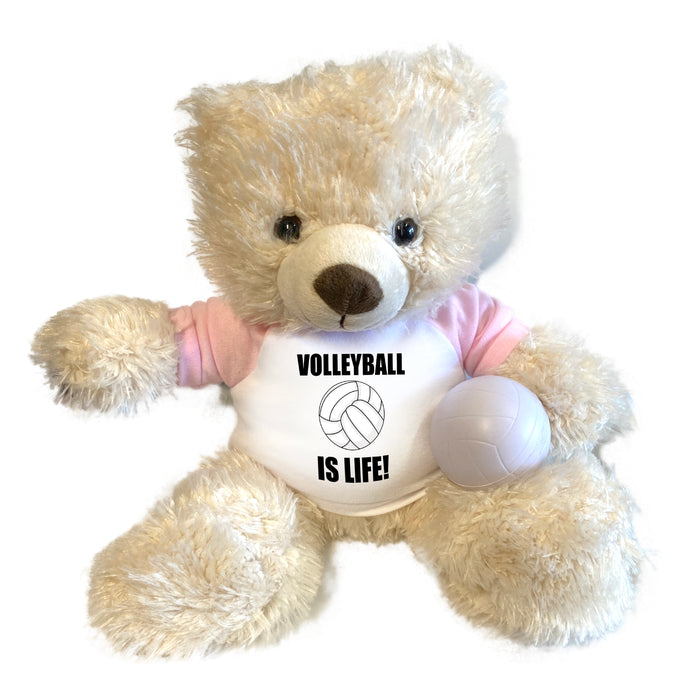 Volleyball Teddy Bear - Personalized 14" Cream Tummy Bear